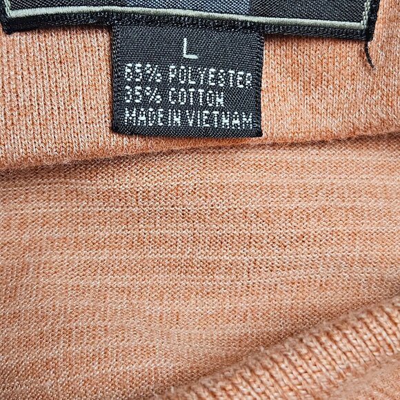 Knights Sportswear Mens Polo Shirt L Peach Striped Pocket Logo Polyester Cotton - Picture 5 of 9